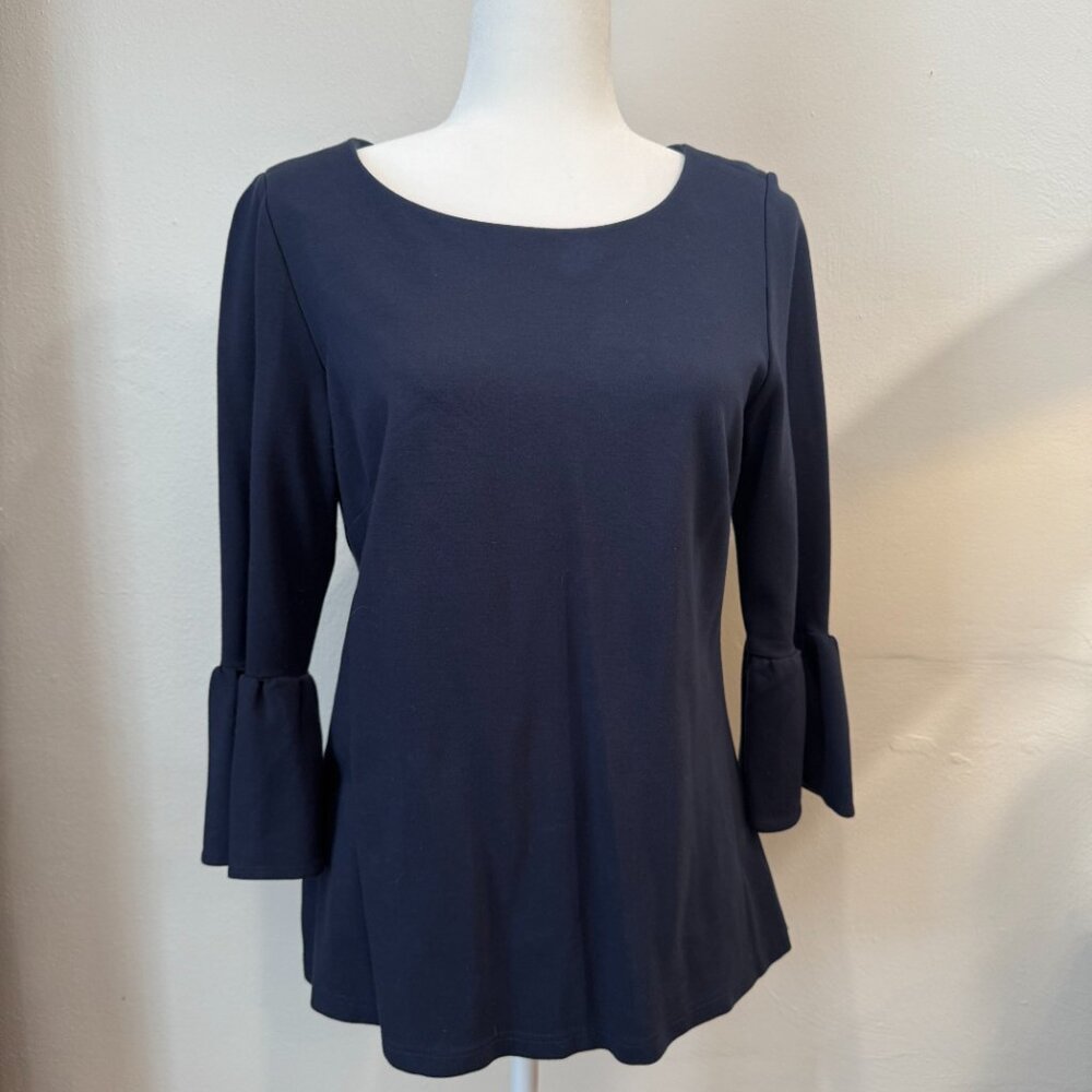 Elizabeth McKay Navy Blue Bell Sleeves Top Blouse